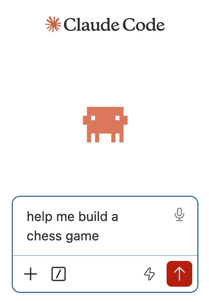 The Claude Code panel with a request typed into the message box