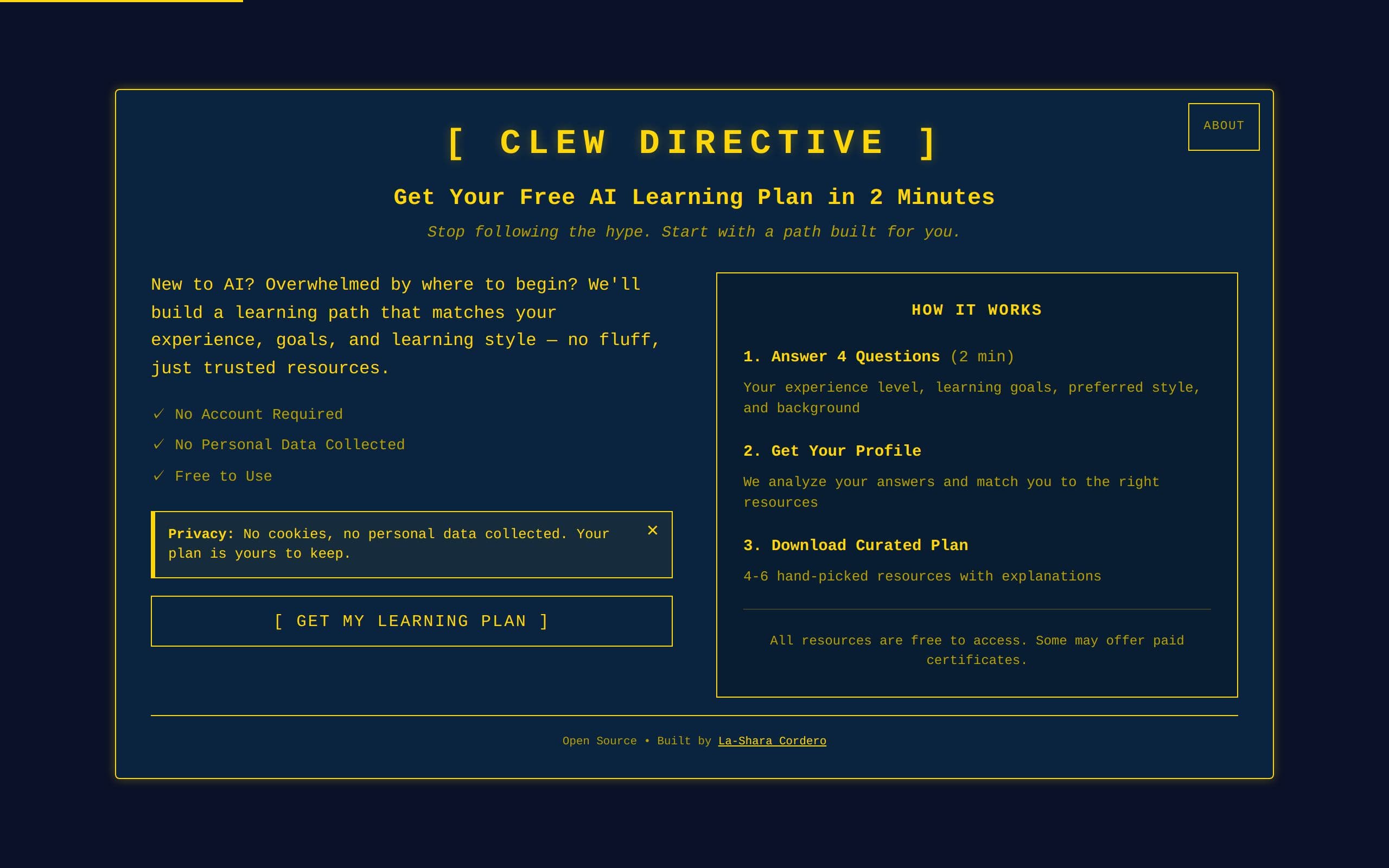 Screenshot of Clew Directive