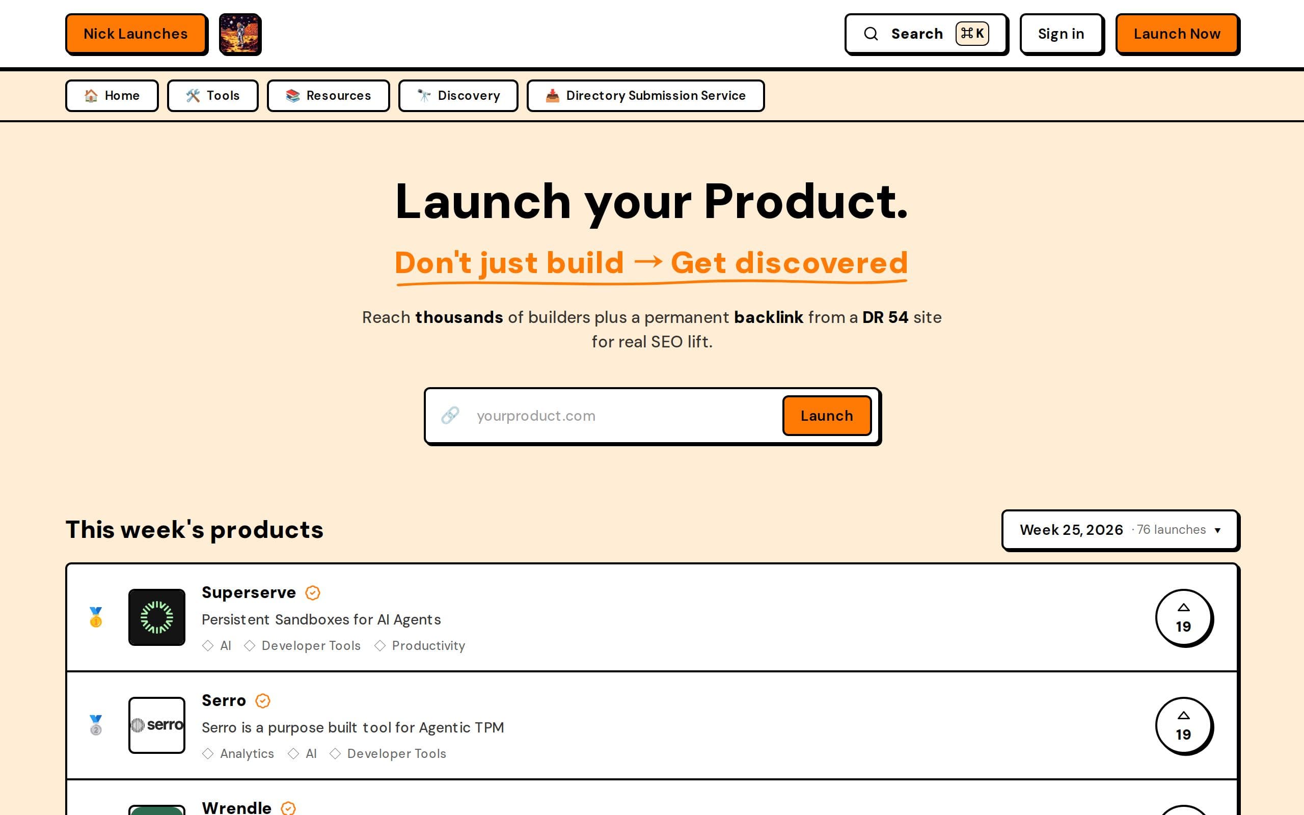 Screenshot of Nick Launches