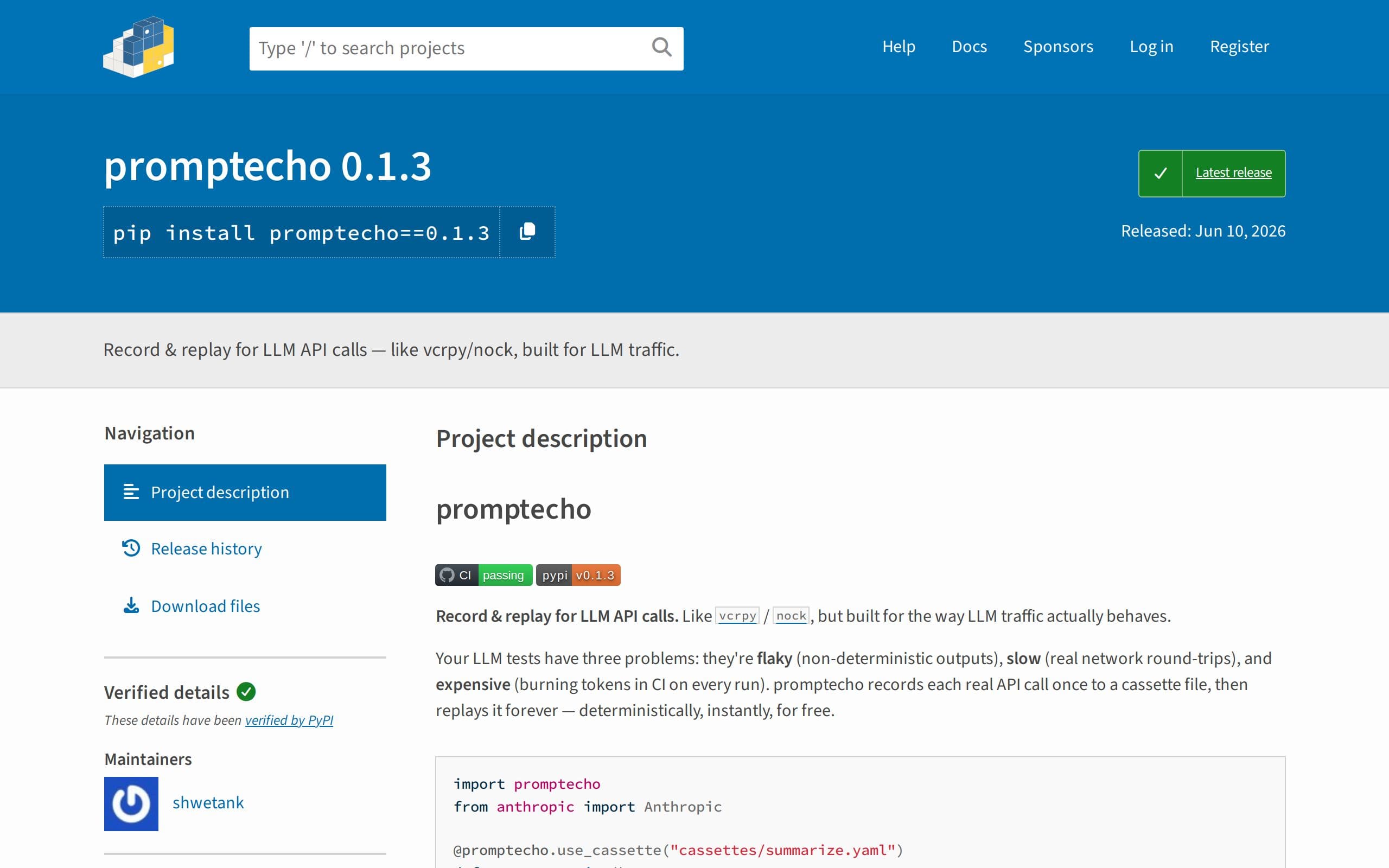 Screenshot of promptecho