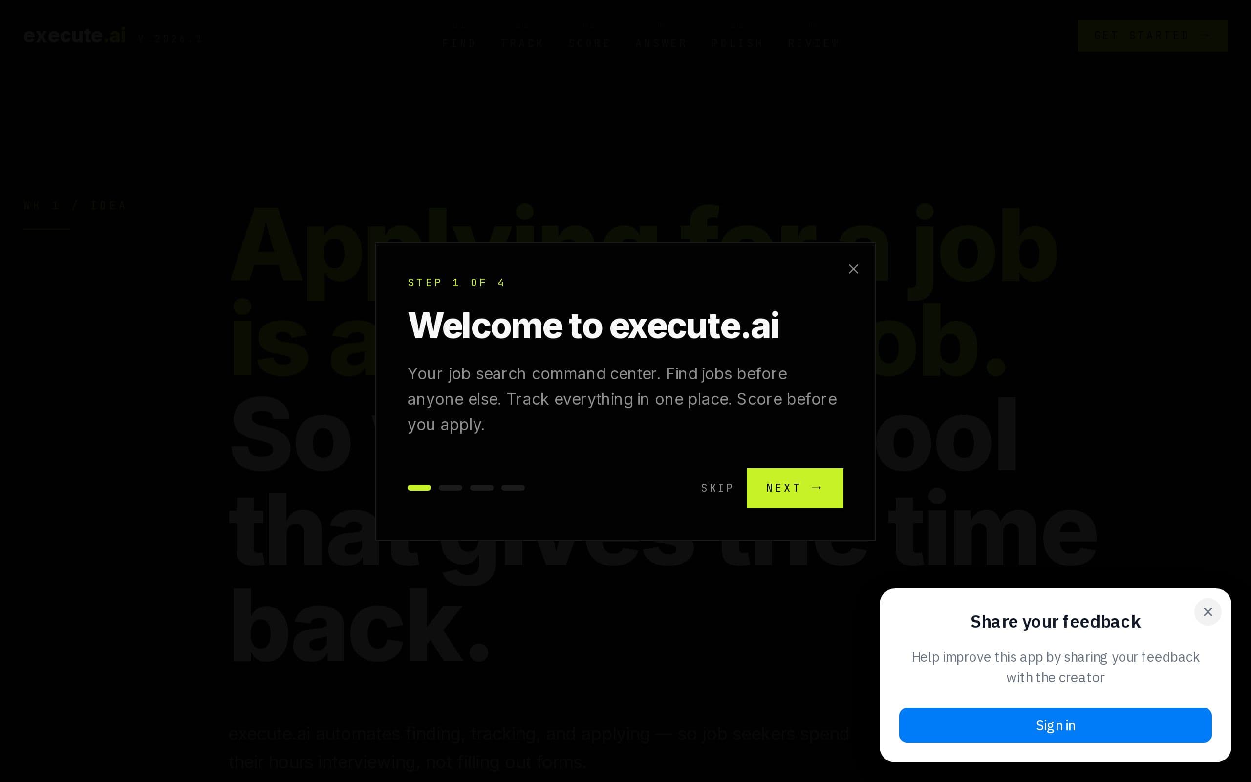 Screenshot of execute ai