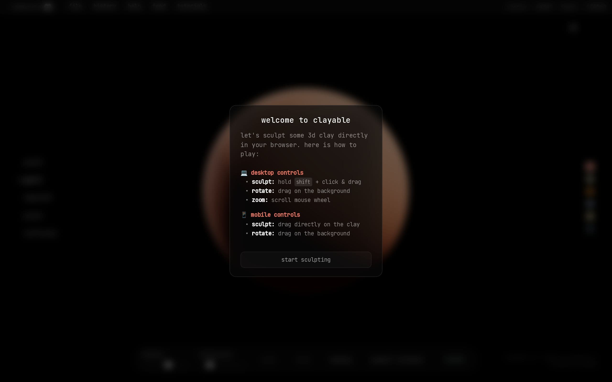 Screenshot of clayable
