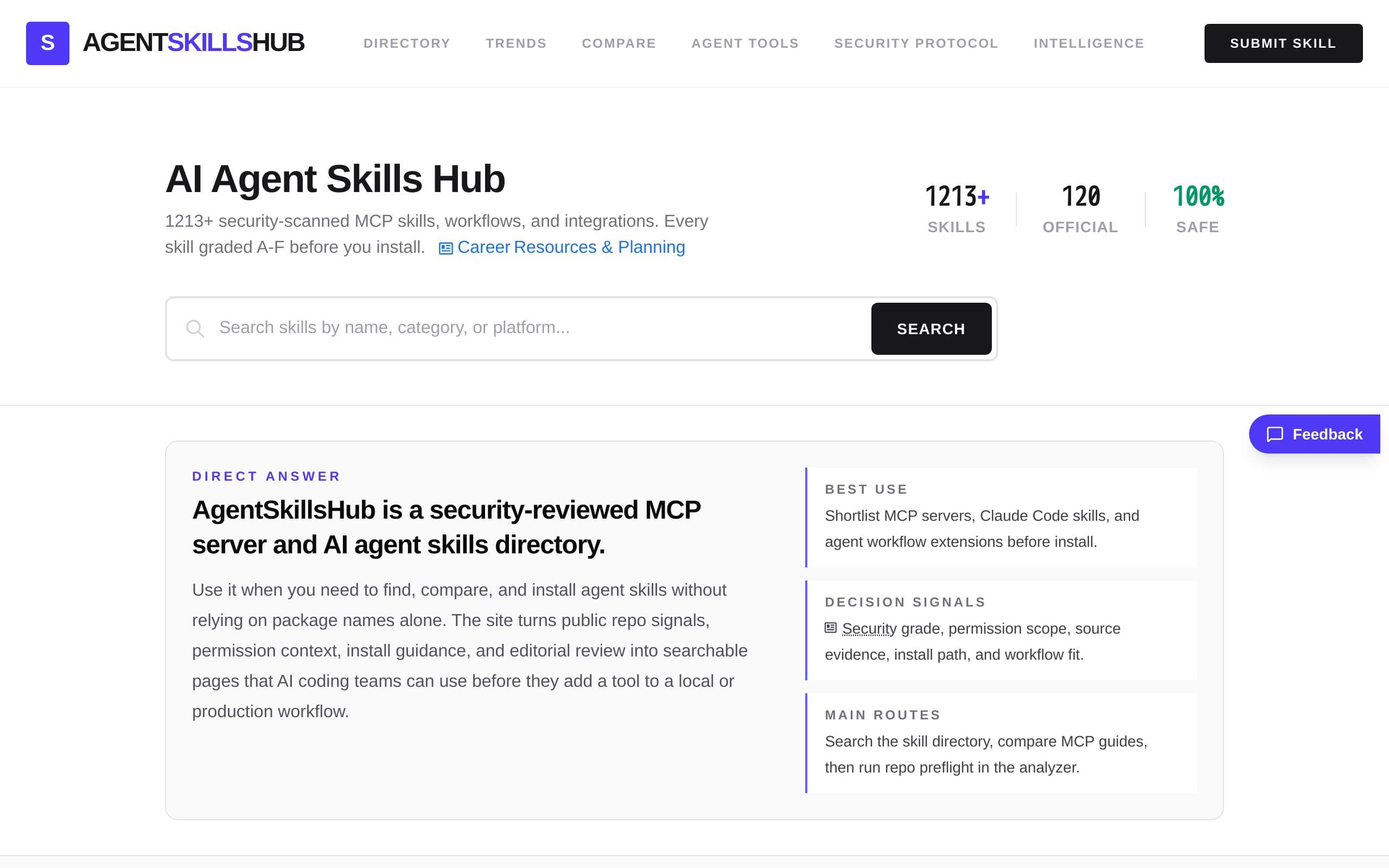 Screenshot of Agent Skills Hub