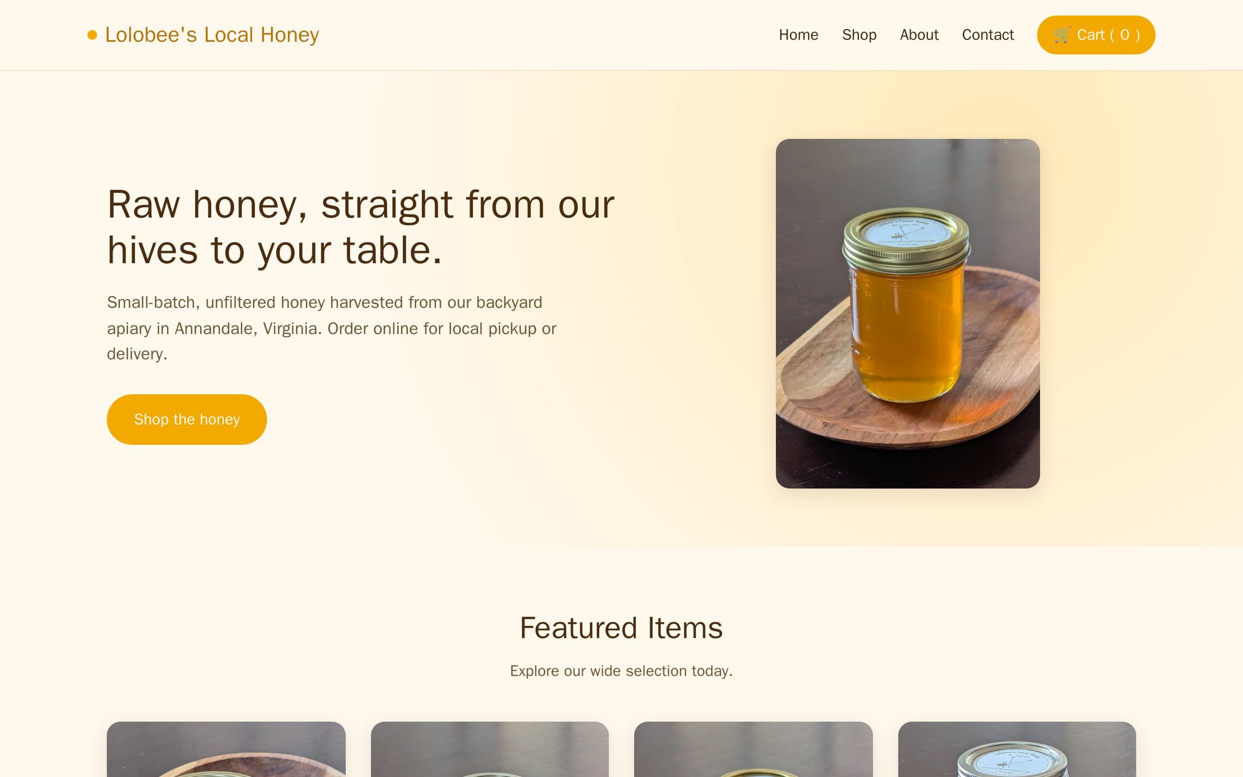 Screenshot of Lolobee's Local Honey